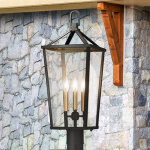 Urban Ambiance - Post Light - UQL1964 Urban Loft Outdoor Post Light, 25.25''H x 9.5''W x 9.5''D, Matte Black Finish, Ulm Collection - 