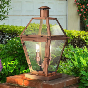 Urban Ambiance - Post Light - UQL1990 Vintage Outdoor Post Light, 19.25''H x 10.5''W x 10.5''D, Aged Copper Finish, Paris Collection - 