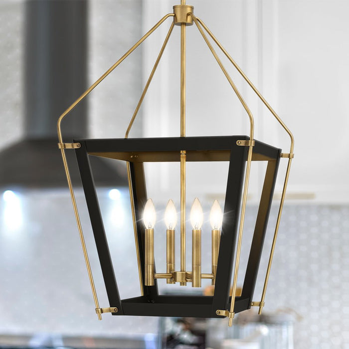 UQL4410 Transitional Indoor Pendant, 30.25''H x 18.25''W x 18.25''D, Earth Black Finish, Parramatta Collection