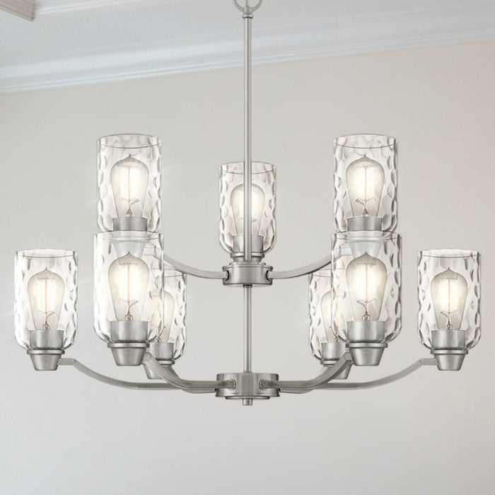 UQL4425 Contemporary Indoor Chandelier, 27.25''H x 29.25''W x 29.25''D, Brushed Nickel Finish, Ravensburg Collection