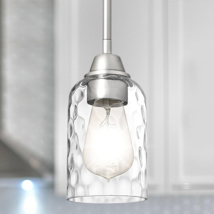 UQL4428 Contemporary Indoor Pendant, 8.00''H x 4.00''W x 4.00''D, Brushed Nickel Finish, Ravensburg Collection