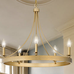 Urban Ambiance - Chandelier - UQL4470 Transitional Indoor Chandelier, 22.75''H x 26.00''W x 26.00''D, Light Gold Finish, Drake Collection - 