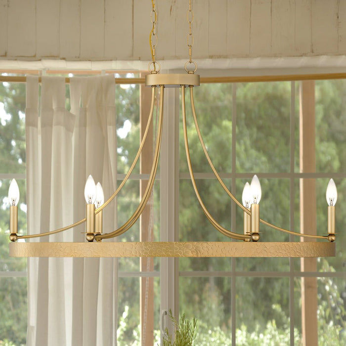 UQL4471 Transitional Indoor Chandelier, 21.00''H x 35.50''W x 16.50''D, Light Gold Finish, Drake Collection