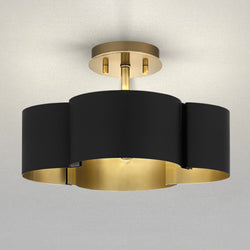 Urban Ambiance - Ceiling Light - UQL4512 Art Deco Indoor Ceiling Light, 8.00''H x 14.00''W x 14.00''D, Matte Black Finish, Cranbourne Collection - 