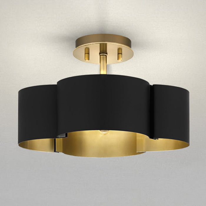 UQL4512 Art Deco Indoor Ceiling Light, 8.00''H x 14.00''W x 14.00''D, Matte Black Finish, Cranbourne Collection