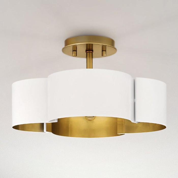 UQL4513 Art Deco Indoor Ceiling Light, 8.00''H x 14.00''W x 14.00''D, White Finish, Cranbourne Collection