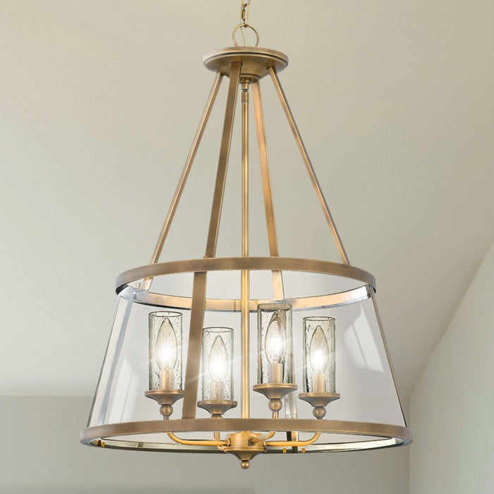 UQL4531 French Country Indoor Pendant, 28.25''H x 20.00''W x 20.00''D, Weathered Brass Finish, Guildford Collection