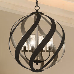 Urban Ambiance - Pendant - UQL4550 Tudor Indoor Pendant, 23.00''H x 19.50''W x 19.50''D, Earth Black Finish, Walsall Collection - 