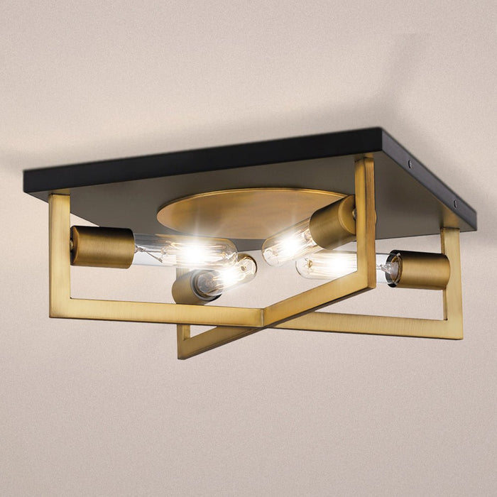 UQL4580 Modern Indoor Ceiling Light, 5.50''H x 14.00''W x 14.00''D, Aged Brass Finish, Alford Collection