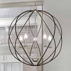 Urban Ambiance - Pendant - UQL4591 Traditional Indoor Pendant, 25.50''H x 24.00''W x 24.00''D, Antique Nickel Finish, Columbia Collection - 