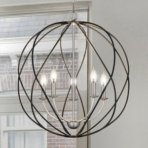 Urban Ambiance - Pendant - UQL4591 Traditional Indoor Pendant, 25.50''H x 24.00''W x 24.00''D, Antique Nickel Finish, Columbia Collection - 