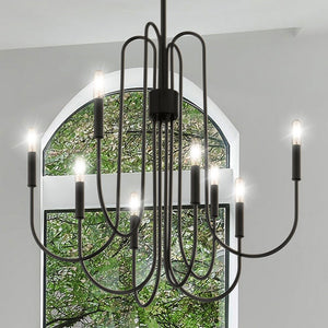 Urban Ambiance - Chandelier - UQL4601 Mid - Century Modern Indoor Chandelier, 28.75''H x 28.00''W x 28.00''D, Mystic Black Finish, Ivybridge Collection - 