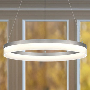 Urban Ambiance - Pendant - UQL4652 Casual Indoor Pendant, 2.75''H x 23.50''W x 23.50''D, Brushed Nickel Finish, Woodley Collection - 