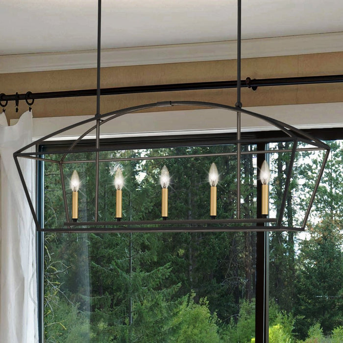 UQL4660 Transitional Indoor Chandelier, 16.75''H x 40.50''W x 10.75''D, Matte Black Finish, Hettinger Collection