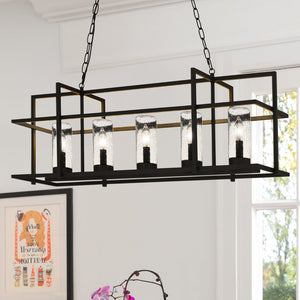 Urban Ambiance - Chandelier - UQL4670 Transitional Indoor Chandelier, 13.50''H x 37.00''W x 11.00''D, Earth Black Finish, Sofia Collection - 