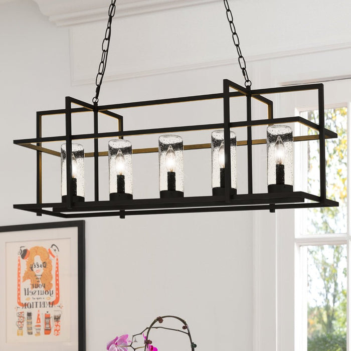 UQL4670 Transitional Indoor Chandelier, 13.50''H x 37.00''W x 11.00''D, Earth Black Finish, Sofia Collection