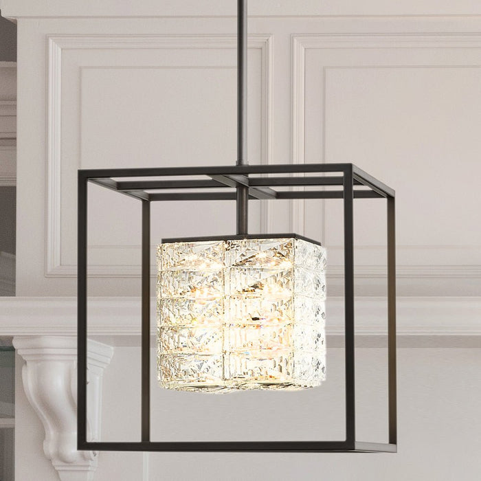 UQL4683 Cosmopolitan Indoor Pendant, 12.50''H x 11.75''W x 11.75''D, Matte Black Finish, Menden Collection