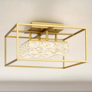 Urban Ambiance - Ceiling Light - UQL4685 Cosmopolitan Indoor Ceiling Light, 9.25''H x 15.75''W x 15.75''D, Soft Gold Finish, Menden Collection - 