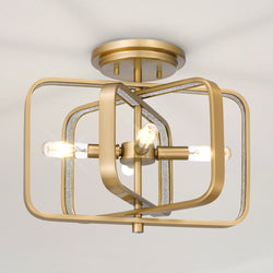 Urban Ambiance - Ceiling Light - UQL4723 Mid - Century Modern Indoor Ceiling Light, 13.00''H x 14.00''W x 9.25''D, Brushed Weathered Brass Finish, Newbury Collection - 