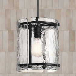 Urban Ambiance - Pendant - UQL4742 Mediterranean Indoor Pendant, 10.00''H x 9.25''W x 9.25''D, Earth Black Finish, Nantes Collection - 