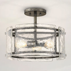 Urban Ambiance - Ceiling Light - UQL4746 Mediterranean Indoor Ceiling Light, 12.75''H x 16.00''W x 16.00''D, Mottled Silver Finish, Nantes Collection - 