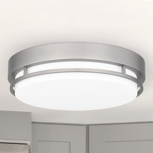 Urban Ambiance - Ceiling Light - UQL4782 Minimalist Indoor Ceiling Light, 3.50''H x 12.00''W x 12.00''D, Brushed Nickel Finish, Wahpeton Collection - 