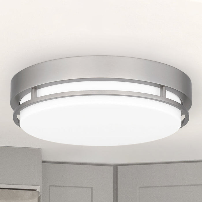 UQL4782 Minimalist Indoor Ceiling Light, 3.50''H x 12.00''W x 12.00''D, Brushed Nickel Finish, Wahpeton Collection