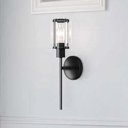 Urban Ambiance - Wall Sconce - UQL4810 Glam Indoor Wall Sconce, 17.00''H x 4.75''W x 5.50''D, Matte Black Finish, Felton Collection - 