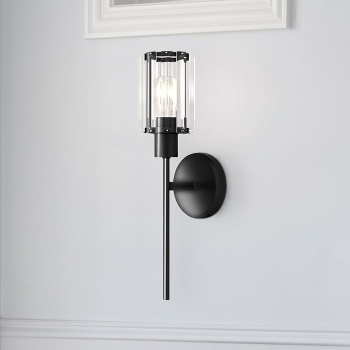 UQL4810 Glam Indoor Wall Sconce, 17.00''H x 4.75''W x 5.50''D, Matte Black Finish, Felton Collection