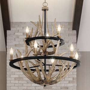 Urban Ambiance - Chandelier - UQL4820 Old World Indoor Chandelier, 39.00''H x 32.00''W x 32.00''D, Earth Black Finish, Vilnius Collection - 