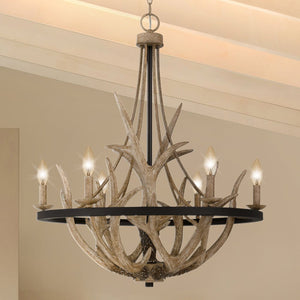 Urban Ambiance - Chandelier - UQL4821 Old World Indoor Chandelier, 31.00''H x 26.25''W x 26.25''D, Earth Black Finish, Vilnius Collection - 