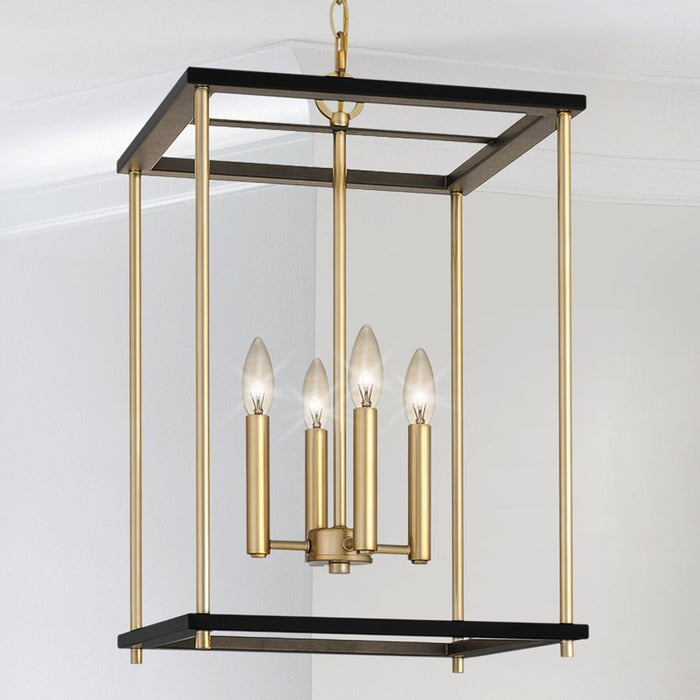 UQL4851 Modern Farmhouse Indoor Pendant, 22.00''H x 14.00''W x 14.00''D, Matte Black Finish, Hebron Collection