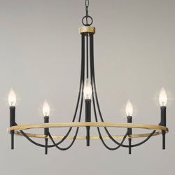 Urban Ambiance - Chandelier - UQL4870 Transitional Indoor Chandelier, 22.50''H x 26.00''W x 26.00''D, Matte Black Finish, Sitka Collection - 