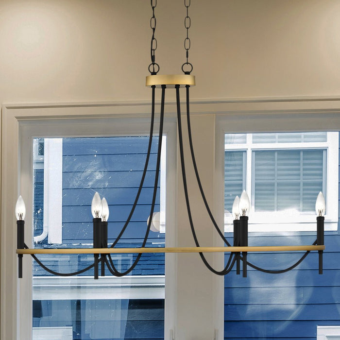 UQL4871 Transitional Indoor Chandelier, 24.75''H x 36.00''W x 16.00''D, Matte Black Finish, Sitka Collection