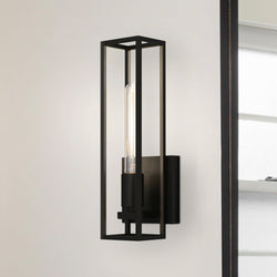 Urban Ambiance - Wall Sconce - UQL4880 Mid Century Modern Indoor Wall Sconce, 13.75''H x 4.75''W x 4.00''D, Matte Black Finish, Langley Collection - 