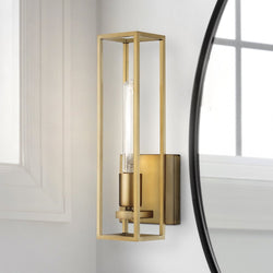 Urban Ambiance - Wall Sconce - UQL4881 Mid Century Modern Indoor Wall Sconce, 13.75''H x 4.75''W x 4.00''D, Weathered Brass Finish, Langley Collection - 