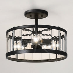 Urban Ambiance - Ceiling Light - UQL4910 Farmhouse Indoor Ceiling Light, 11.00''H x 15.00''W x 15.00''D, Matte Black Finish, Frankston Collection - 