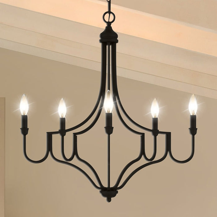 UQL4921 Glam Indoor Chandelier, 28.50''H x 26.25''W x 26.25''D, Matte Black Finish, Rostock Collection