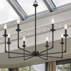 Urban Ambiance - Chandelier - UQL4987 Transitional Indoor Chandelier, 28.00''H x 32.00''W x 32.00''D, Matte Black Finish, Keswick Collection - 