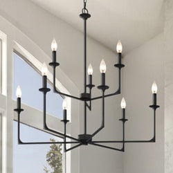 Urban Ambiance - Chandelier - UQL4989 Transitional Indoor Chandelier, 33.00''H x 32.00''W x 32.00''D, Matte Black Finish, Keswick Collection - 