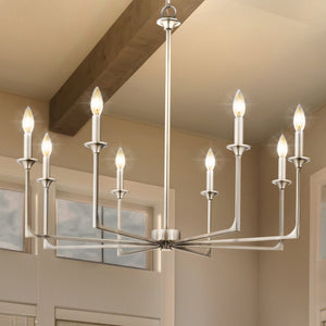 Urban Ambiance - Chandelier - UQL4990 Transitional Indoor Chandelier, 28.00''H x 32.00''W x 32.00''D, Brushed Nickel Finish, Keswick Collection - 