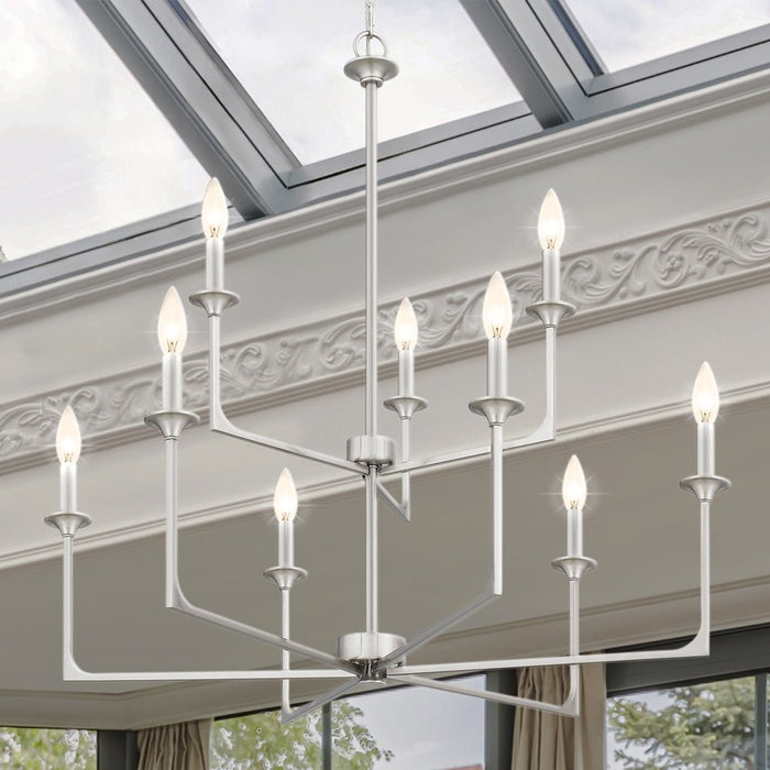 UQL4992 Transitional Indoor Chandelier, 33.00''H x 32.00''W x 32.00''D, Brushed Nickel Finish, Keswick Collection