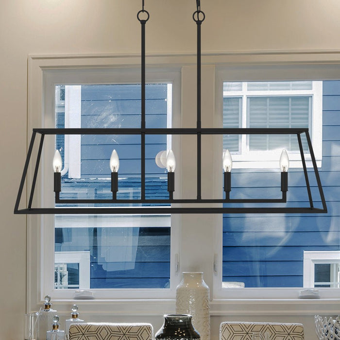 UQL4994 Transitional Indoor Chandelier, 25.00''H x 36.00''W x 10.00''D, Matte Black Finish, Keswick Collection