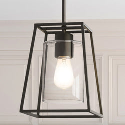 Urban Ambiance - Pendant - UQL4997 Transitional Indoor Pendant, 24.00''H x 8.00''W x 8.00''D, Matte Black Finish, Keswick Collection - 