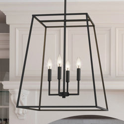 Urban Ambiance - Pendant - UQL4999 Transitional Indoor Pendant, 35.50''H x 18.00''W x 18.00''D, Matte Black Finish, Keswick Collection - 