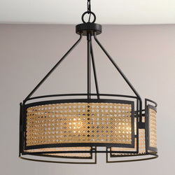 Urban Ambiance - Pendant - UQL5000 Bohemian Indoor Pendant, 19.50''H x 18.00''W x 18.00''D, Matte Black Finish, Hannover Collection - 