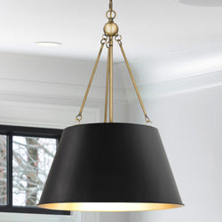 Urban Ambiance - Pendant - UQL5014 New Traditional Indoor Pendant, 25.50''H x 18.50''W x 18.50''D, Matte Black Finish, Zennor Collection - 