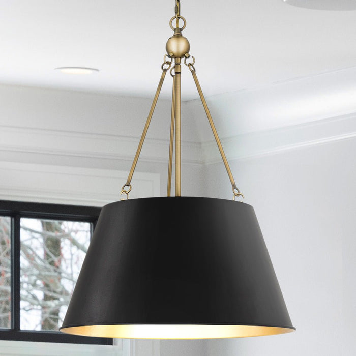 UQL5014 New Traditional Indoor Pendant, 25.50''H x 18.50''W x 18.50''D, Matte Black Finish, Zennor Collection