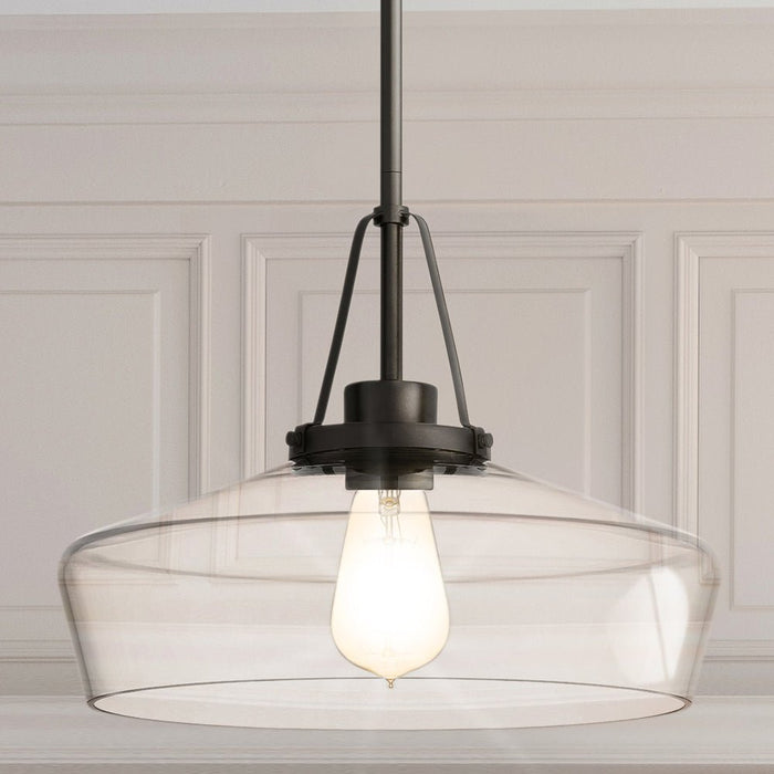 UQL5015 New Traditional Indoor Pendant, 11.25''H x 14.00''W x 14.00''D, Matte Black Finish, Zennor Collection