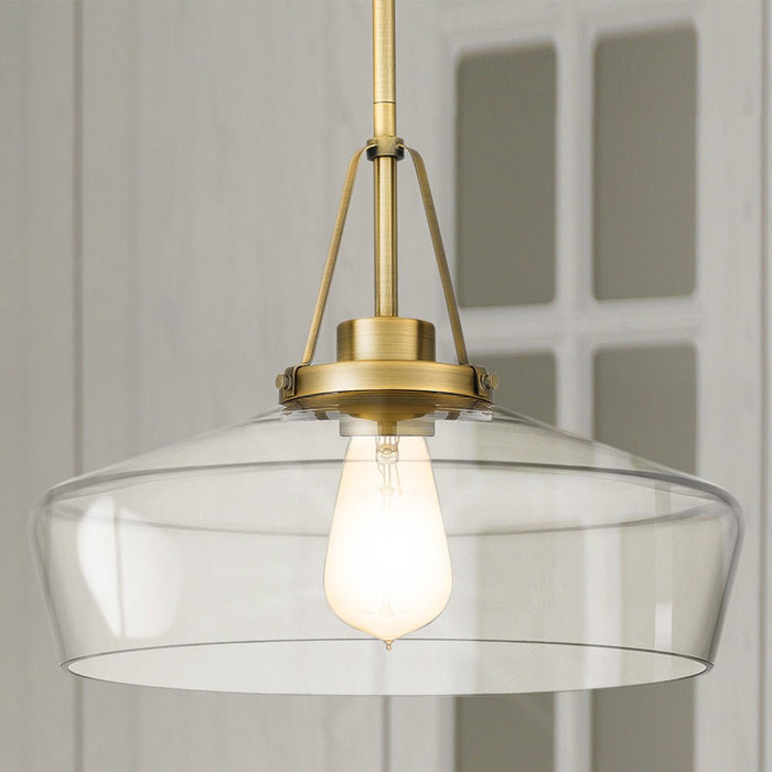 UQL5016 New Traditional Indoor Pendant, 11.25''H x 14.00''W x 14.00''D, Aged Brass Finish, Zennor Collection